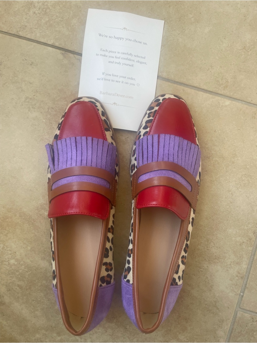 Women's Leopard Loafers with Red & Purple Accents